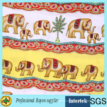 Venta caliente de tela de rayón impresa elefante de fábrica textil